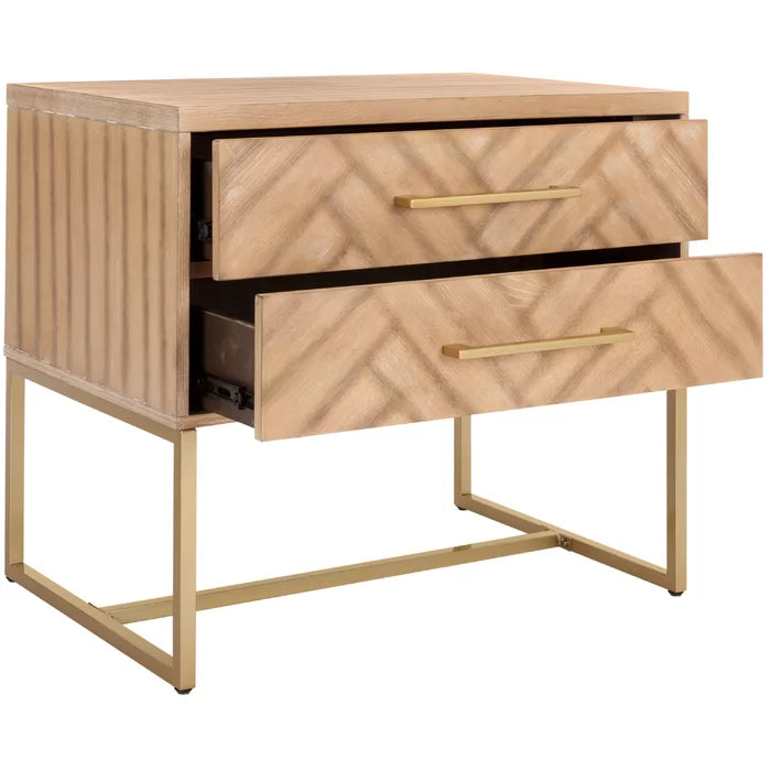 Oak Candelario 27'' Tall 2 - Drawer Nightstand Bring Modern Style