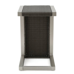 -Shaped End Table 14.50" L x 15.00" W x 24.00" H - Faux Wood + Natural Gray + Silve Great Way to Add Extra Table Space to your Patio or Backyard