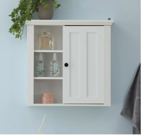 White Engineered Wood Bathroom Single Door Storage Wall Cabinet