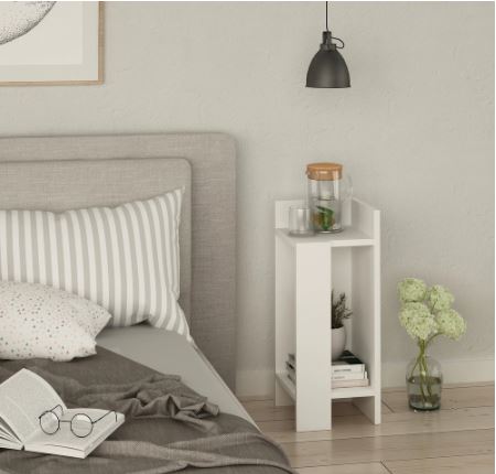Modern Engineered Wood Nightstand - White  Perfect for Storing Nighttime Needs or for Extra Storage in the Kitchen or Living Room