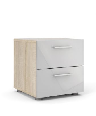 2-Drawer Nightstand - Oak / White Contemporary style Two Drawers
