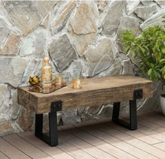 Outdoor Indoor Patio Wood Style Bench - Seating Size: 48'' W x 15.75'' D x 18'' H