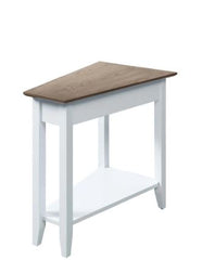Aubrieta Wedge End Table - Driftwood Top/White Frame Transitional Style