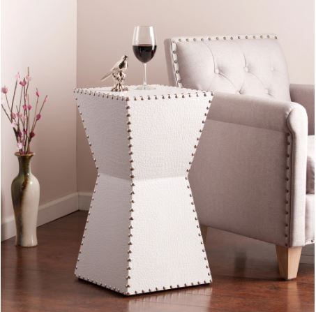 Hightower White Faux Leather Accent Table Perfect for your Living Space with this Side Table