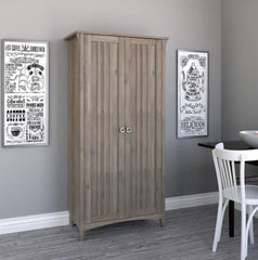 The Gray Barn Lowbridge Kitchen Pantry Cabinet with Doors Chrome Finish