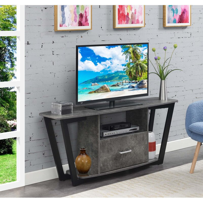 Cement Capulet TV Stand for TVs up to 60" Open Shelving Ideal for Tucking Away Electronics