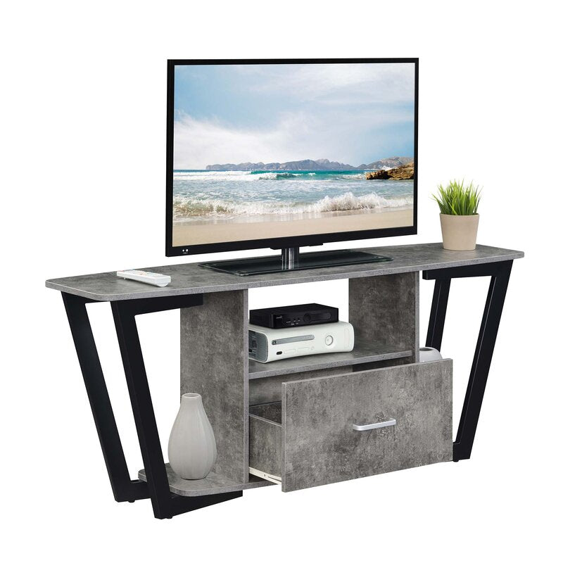 Cement Capulet TV Stand for TVs up to 60" Open Shelving Ideal for Tucking Away Electronics