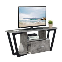 Cement Capulet TV Stand for TVs up to 60" Open Shelving Ideal for Tucking Away Electronics