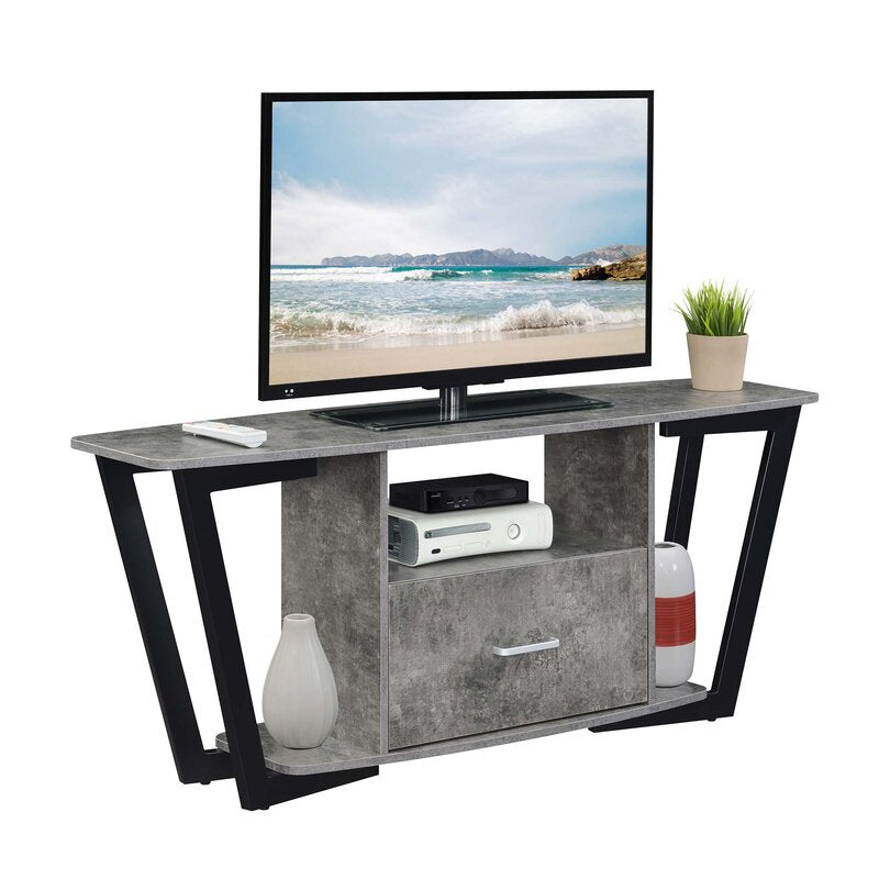 Cement Capulet TV Stand for TVs up to 60" Open Shelving Ideal for Tucking Away Electronics