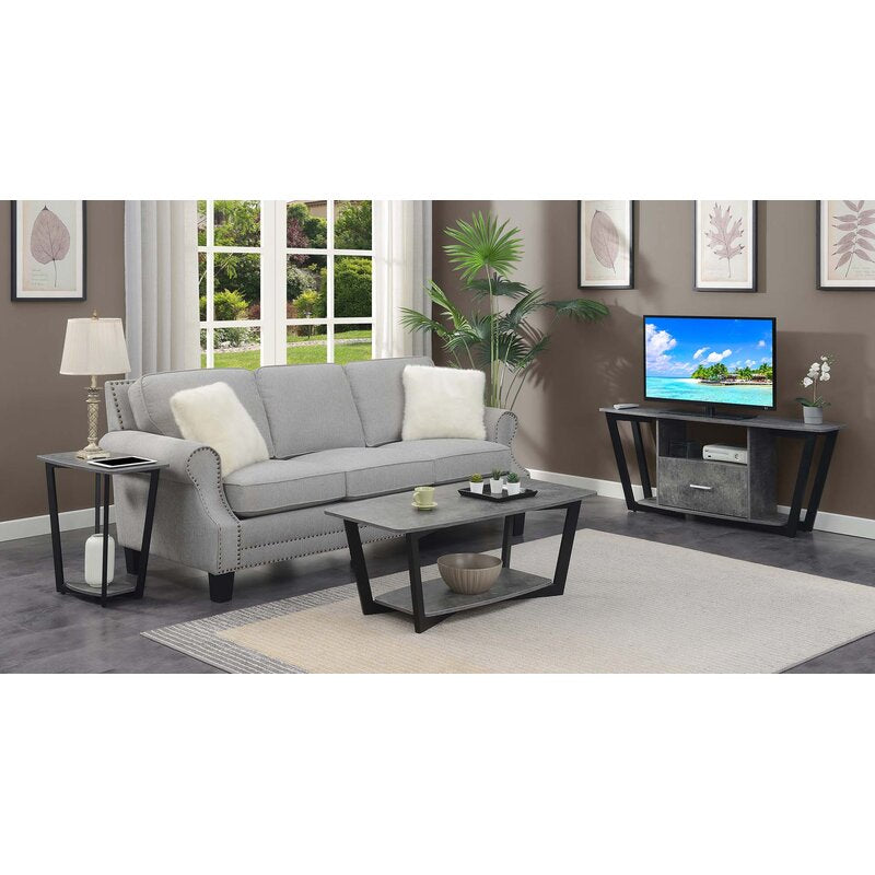 Cement Capulet TV Stand for TVs up to 60" Open Shelving Ideal for Tucking Away Electronics