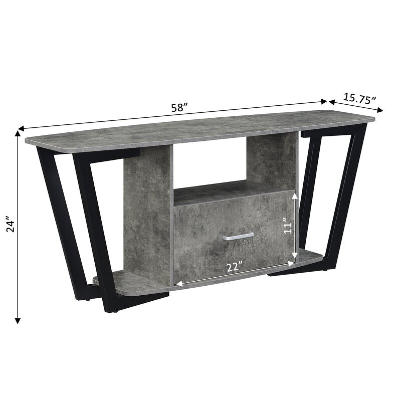 Cement Capulet TV Stand for TVs up to 60" Open Shelving Ideal for Tucking Away Electronics