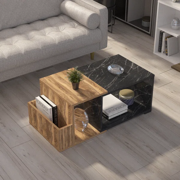 Brown/Black Marble Carbin Coffee Table PVC Edge Banding Protects from Chips and Cracks