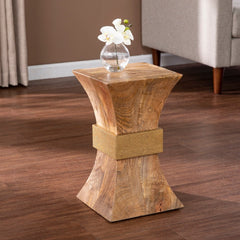 Trammel Side Table, Natural/Brass Contemporary square accent table Great for Living Room