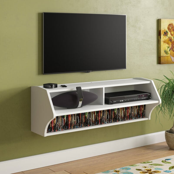 Carder Wall Mounted Audio Rack Rectangular Silhouette with Curvy Cut
