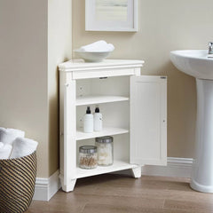 White Caree 28.88'' Tall 2 - Door Corner Accent Cabinet Offers Flexible Storage