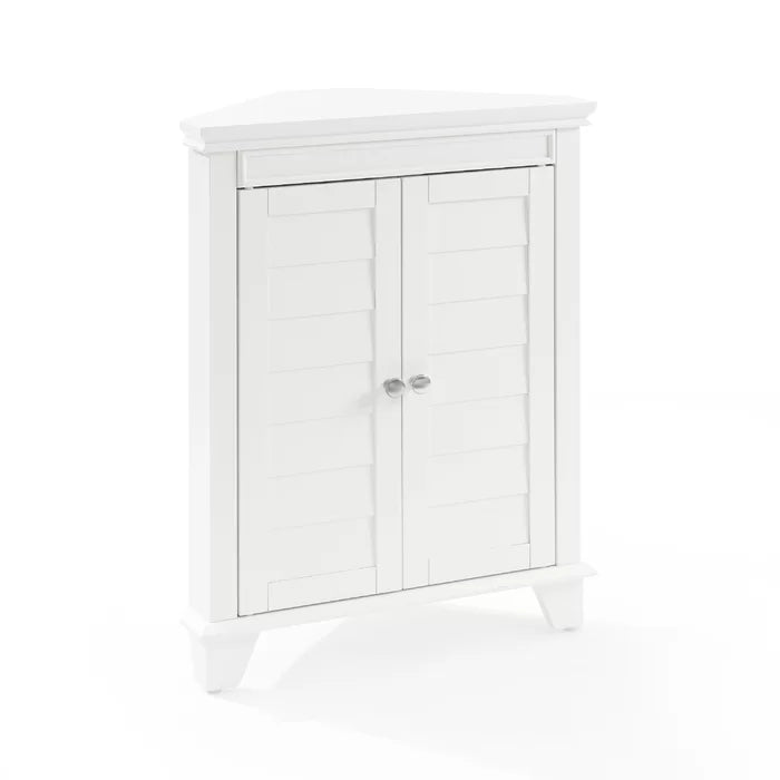 White Caree 28.88'' Tall 2 - Door Corner Accent Cabinet Offers Flexible Storage