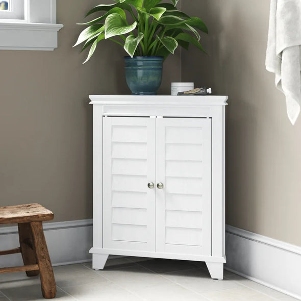 White Caree 28.88'' Tall 2 - Door Corner Accent Cabinet Offers Flexible Storage