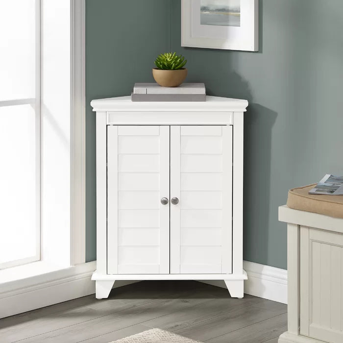 White Caree 28.88'' Tall 2 - Door Corner Accent Cabinet Offers Flexible Storage