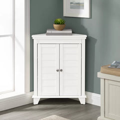 White Caree 28.88'' Tall 2 - Door Corner Accent Cabinet Offers Flexible Storage