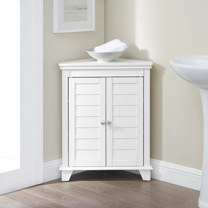 White Caree 28.88'' Tall 2 - Door Corner Accent Cabinet Offers Flexible Storage