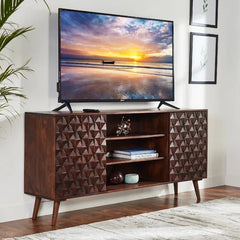 Carlan Solid Wood TV Stand for TVs up to 75" Hand Finished Nature