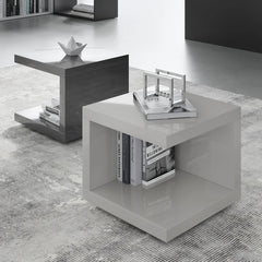 Glossy Chateau Gray Carlina 17'' Tall Nightstand Classy and Modern