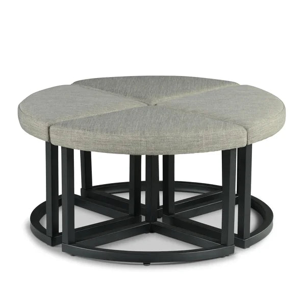 Carloz Cross Legs Solid Wood Coffee Table with Stools
