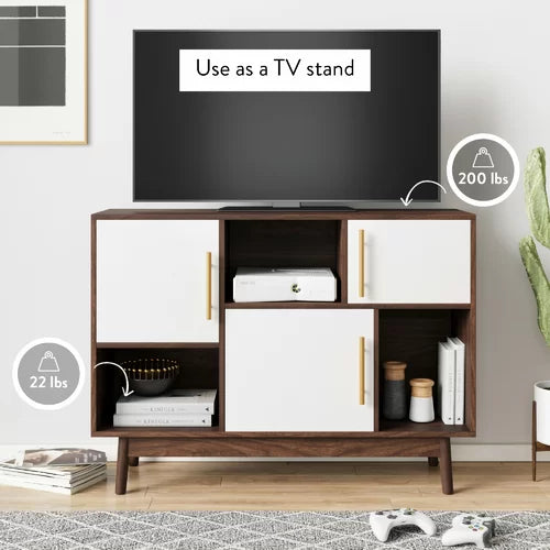 Brown Carlson 30'' Tall Solid Wood 3 Door Accent Cabinet Design