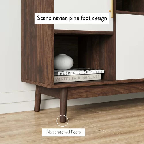 Brown Carlson 30'' Tall Solid Wood 3 Door Accent Cabinet Design