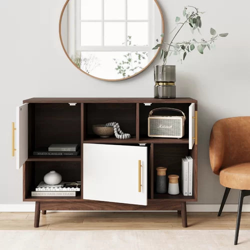 Brown Carlson 30'' Tall Solid Wood 3 Door Accent Cabinet Design