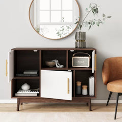 Brown Carlson 30'' Tall Solid Wood 3 Door Accent Cabinet Design
