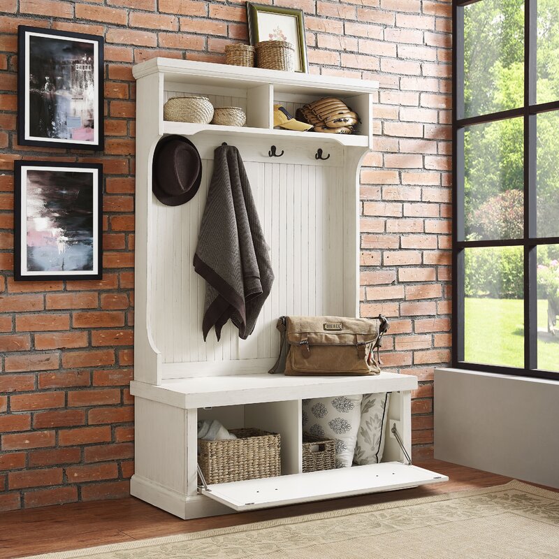 Large hall tree on sale with shoe storage