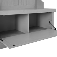 Gray 40'' Wide Pine Solid Wood Hall Tree with Bench and Shoe Storage Organizer, Hall Trees Are A Versatile Touch for your Entryway
