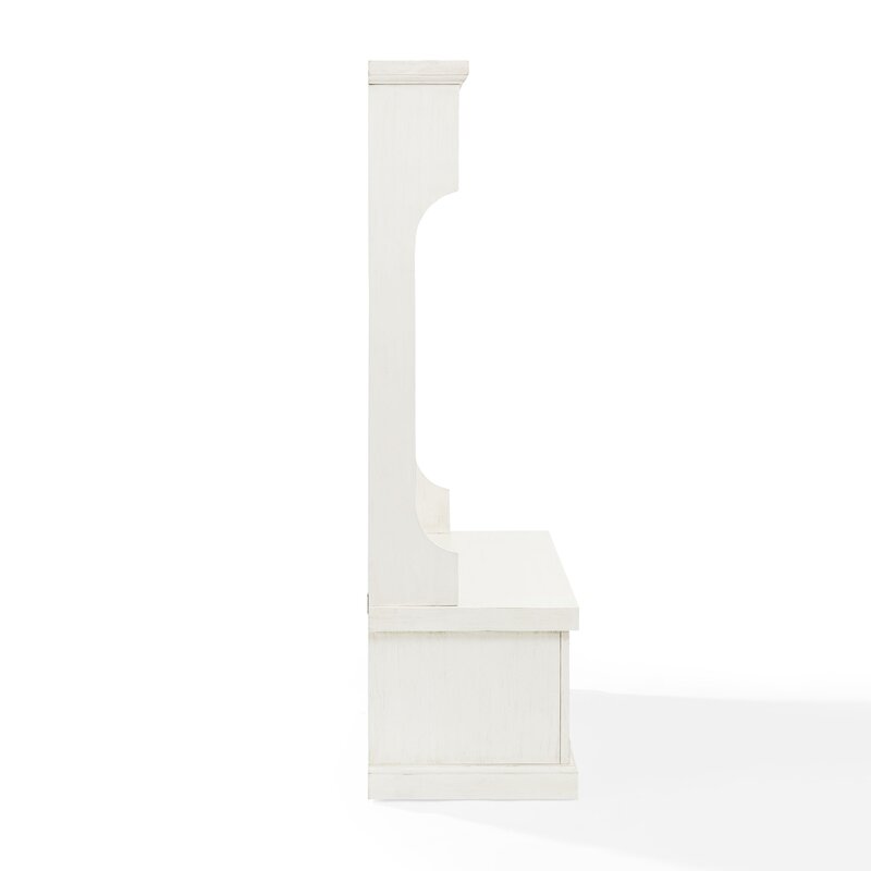 Distressed White 40'' Wide Pine Solid Wood Hall Tree with Bench and Shoe Storage Organizer, Hall Trees Are A Versatile Touch