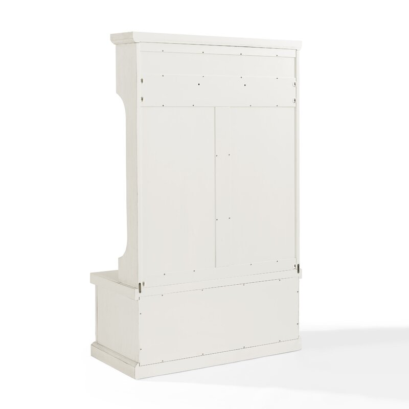 Distressed White 40'' Wide Pine Solid Wood Hall Tree with Bench and Shoe Storage Organizer, Hall Trees Are A Versatile Touch