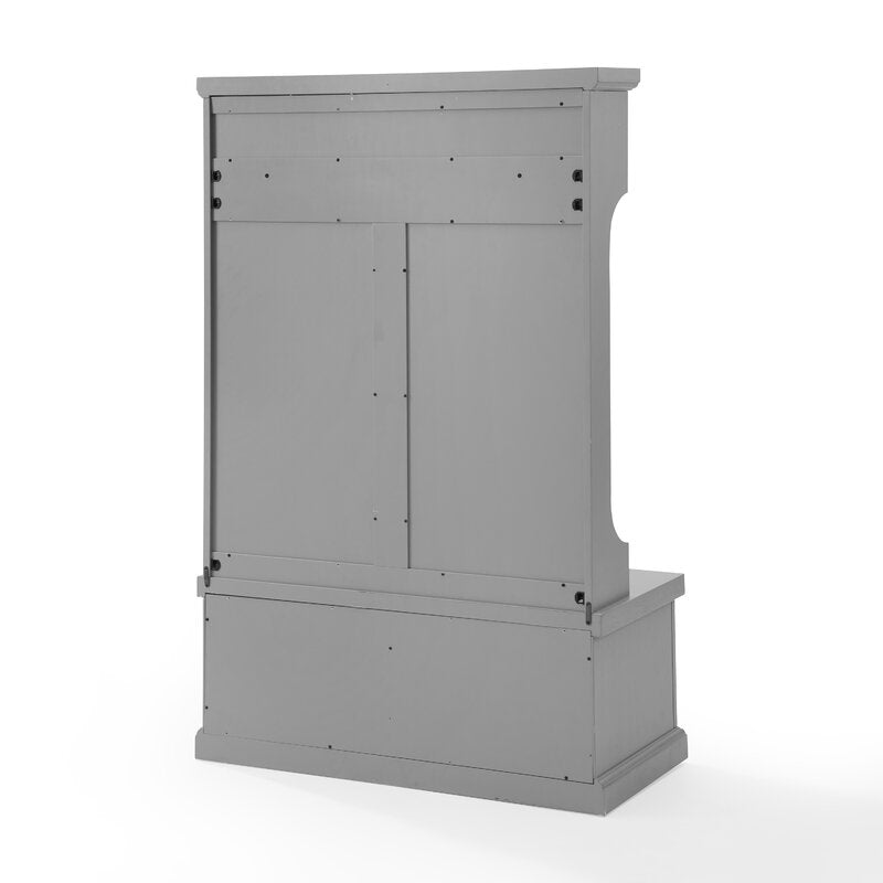 Gray 40'' Wide Pine Solid Wood Hall Tree with Bench and Shoe Storage Organizer, Hall Trees Are A Versatile Touch for your Entryway