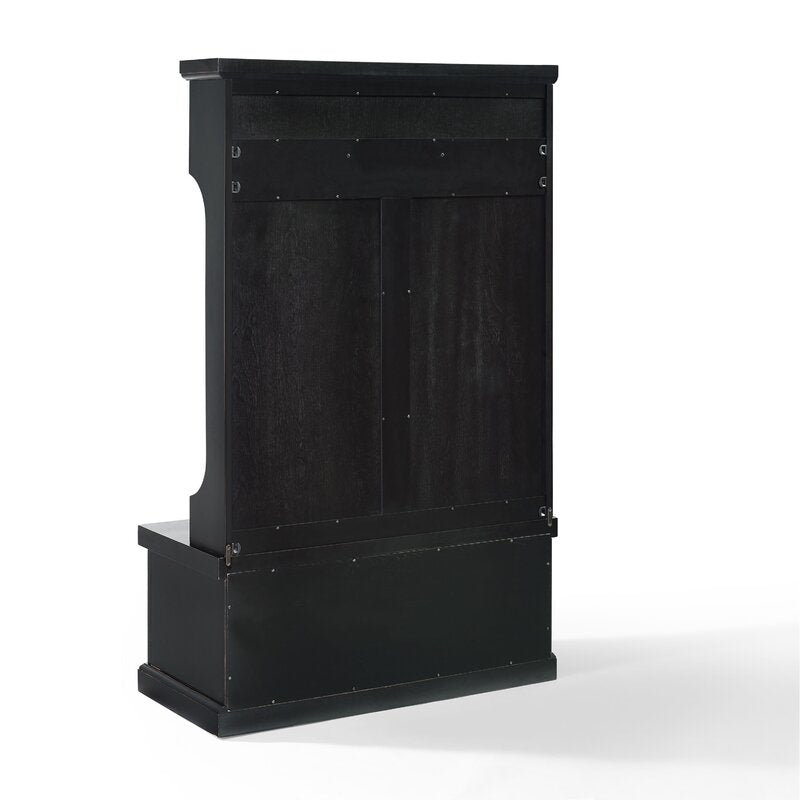 Distressed Black 40'' Wide Pine Solid Wood Hall Tree with Bench and Shoe Storage Organizer, Hall Trees Are A Versatile Touch for your Entryway