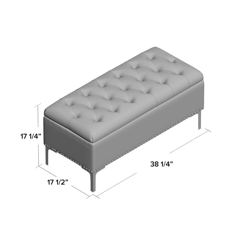 Black Barrie Upholstered Flip Top Storage Bench Stylish Storage Bench in Upholstered Velvet with Metal Legs and Nail Head Trim