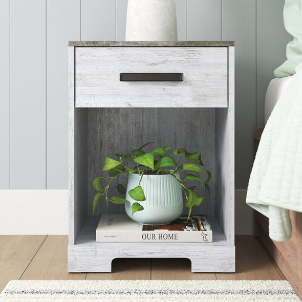 22.09'' Tall 1 - Drawer Nightstand in Whitewash/Rustic Gray Add A Coastal Farmhouse Accent in your Bedroom