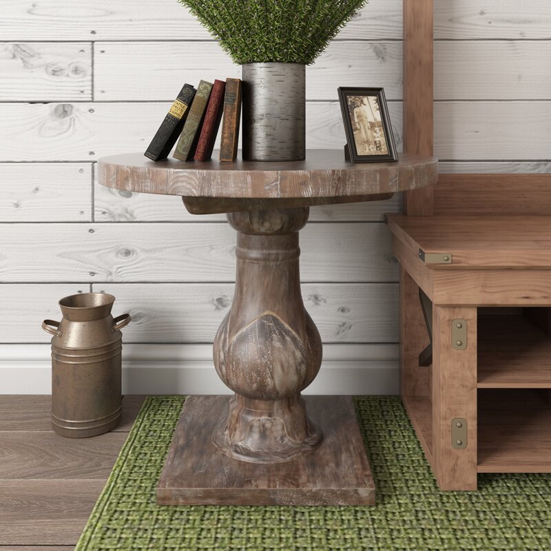 1 Carolina Solid Wood Pedestal End Table Perfect for a French Country Living Room or Den