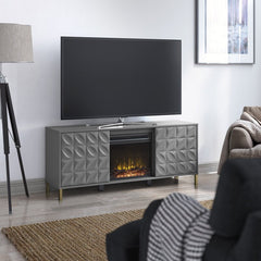 TV Stand for TVs up to 60" with Fireplace Included Adjustable Shelving Makes it Easy to Stow Away Movies, Music, Nooks