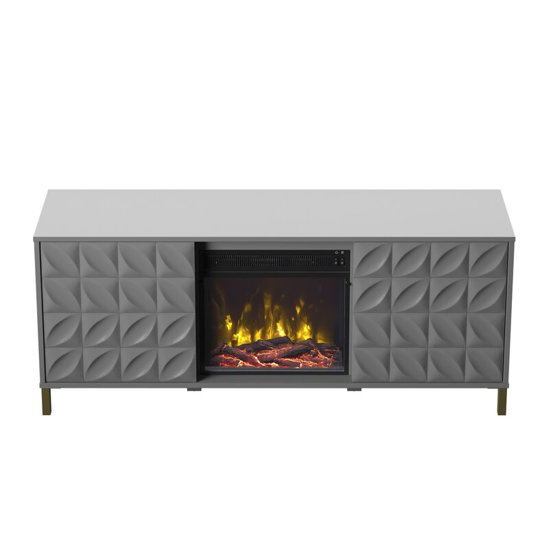 TV Stand for TVs up to 60" with Fireplace Included Adjustable Shelving Makes it Easy to Stow Away Movies, Music, Nooks