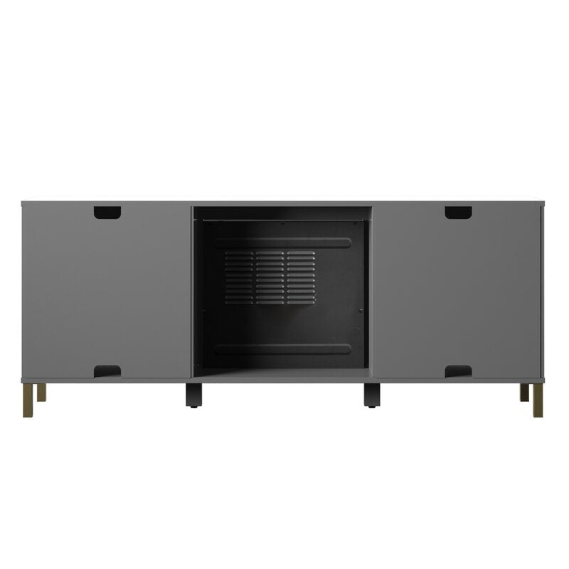 TV Stand for TVs up to 60" with Fireplace Included Adjustable Shelving Makes it Easy to Stow Away Movies, Music, Nooks
