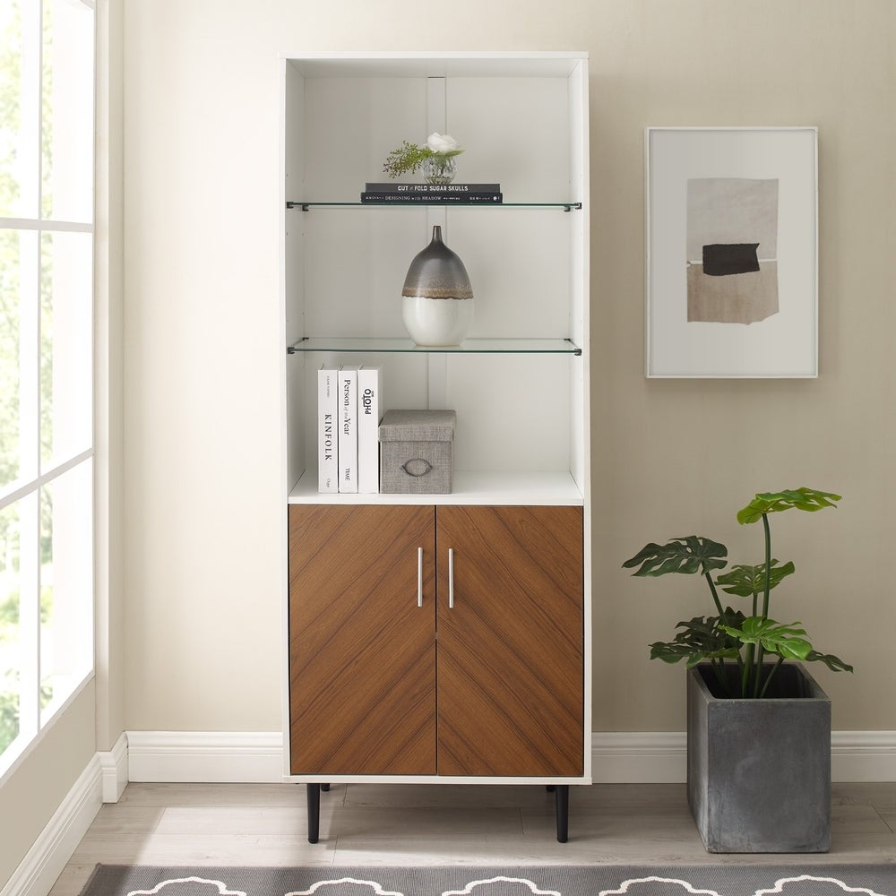 Modern Storage Cabinet - White / Acorn Bookmatch Lend A Little Show Stopping Element to your Home Organization