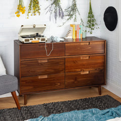 Middlebrook Gammelstaden Mid-Century Solid Wood 6 Drawer Dresser Walnut