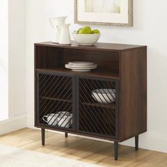 Modern Metal Door Accent Cabinet - Dark Walnut Improve your Home Organization and Storage with this Accent Cabinet