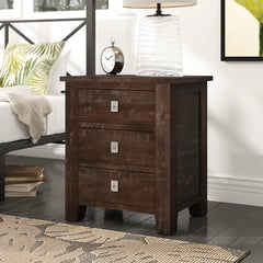 Caruso 28'' Tall 3 - Drawer Solid Wood Nightstand in Dark Brown