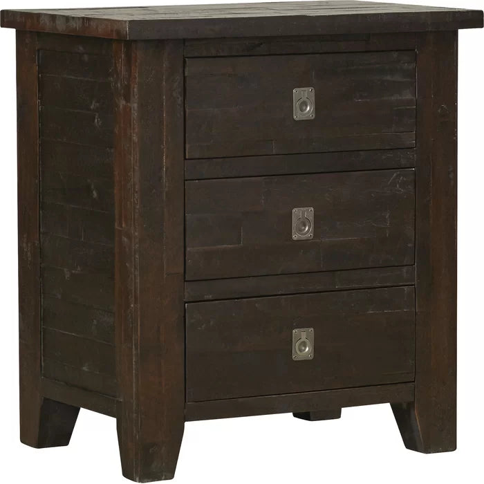 Caruso 28'' Tall 3 - Drawer Solid Wood Nightstand in Dark Brown