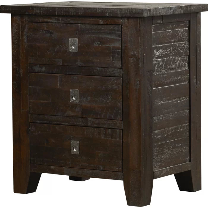 Caruso 28'' Tall 3 - Drawer Solid Wood Nightstand in Dark Brown