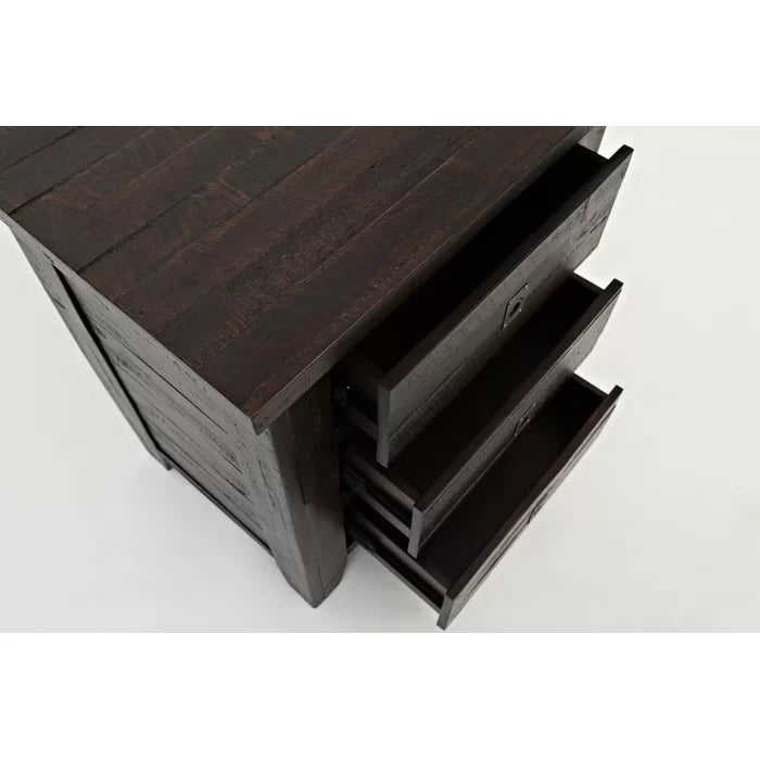 Caruso 28'' Tall 3 - Drawer Solid Wood Nightstand in Dark Brown